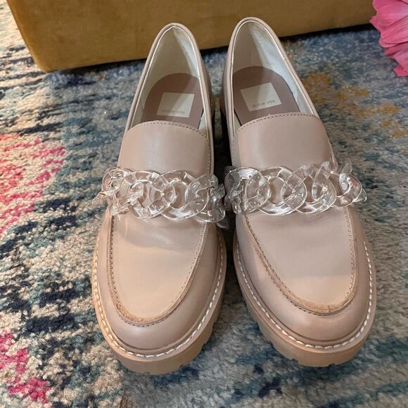 Dolce Vita Leather Platform Loafers w/Acrylic Chain Chunky 7.5 - Picture 3 of 8